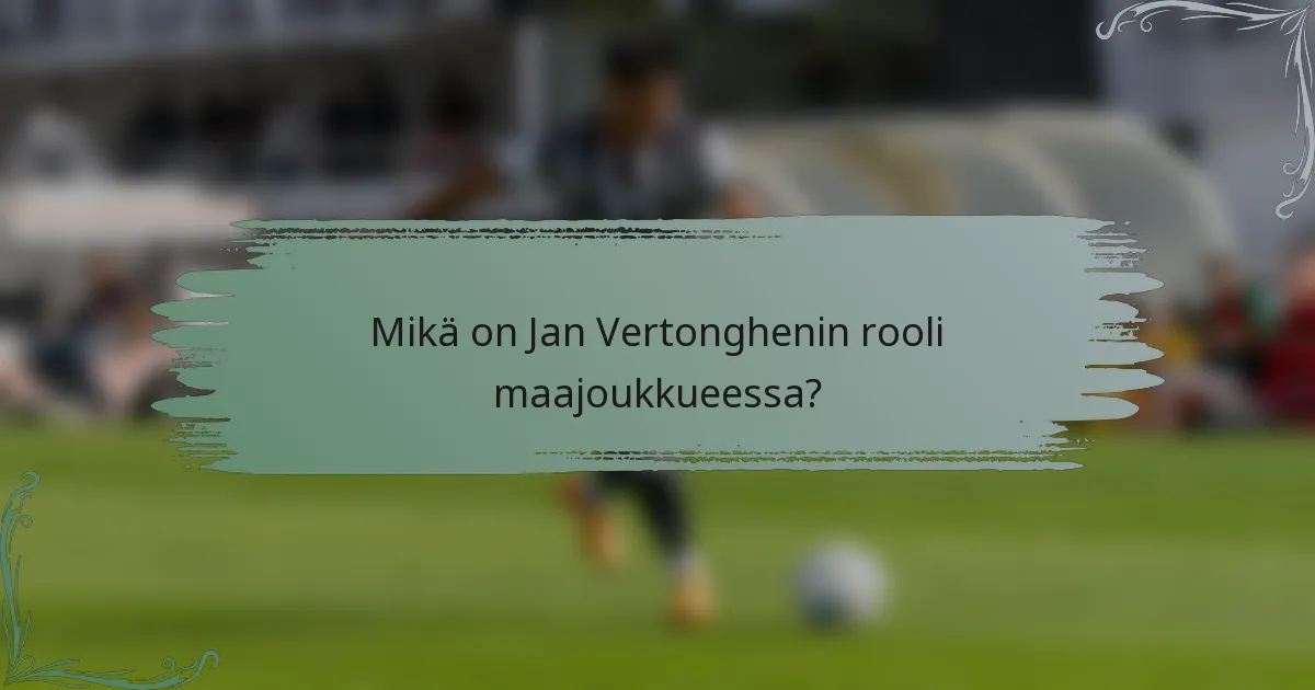 Mikä on Jan Vertonghenin rooli maajoukkueessa?